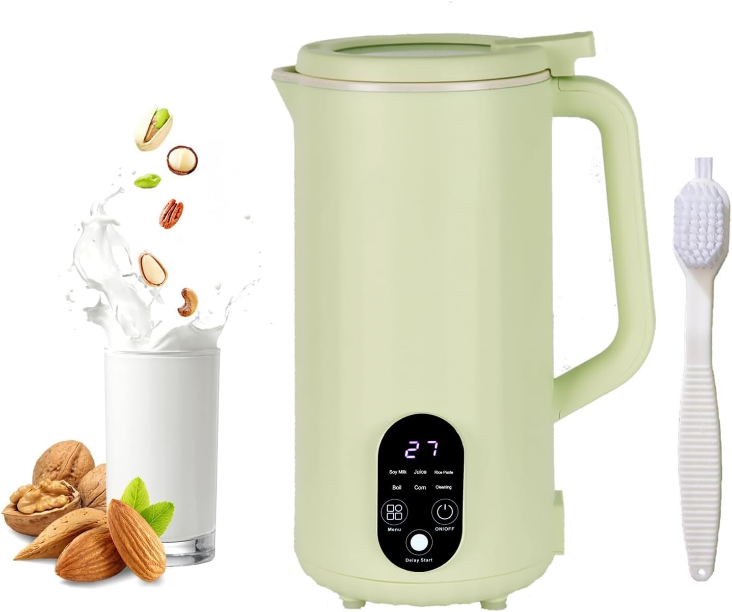 LMFUEN Máquina automática de leche de soja y nueces, 27 onzas líquidas, procesador de alimentos, pasta de arroz, jugo, licuadora caliente de