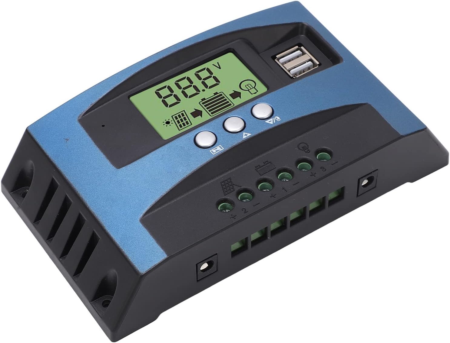 Controlador solar, controlador solar MPPT carga 12 V 24 V identificación inteligente pantalla LCD panel solar, controladores de energía (40 A)