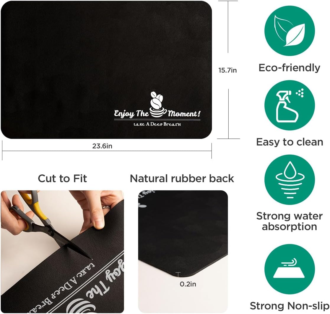 Tapete de barra de café, accesorios para encimeras, debajo de la cafetera, cafetera, cafetera, máquina de espresso, escondite las manchas, secado