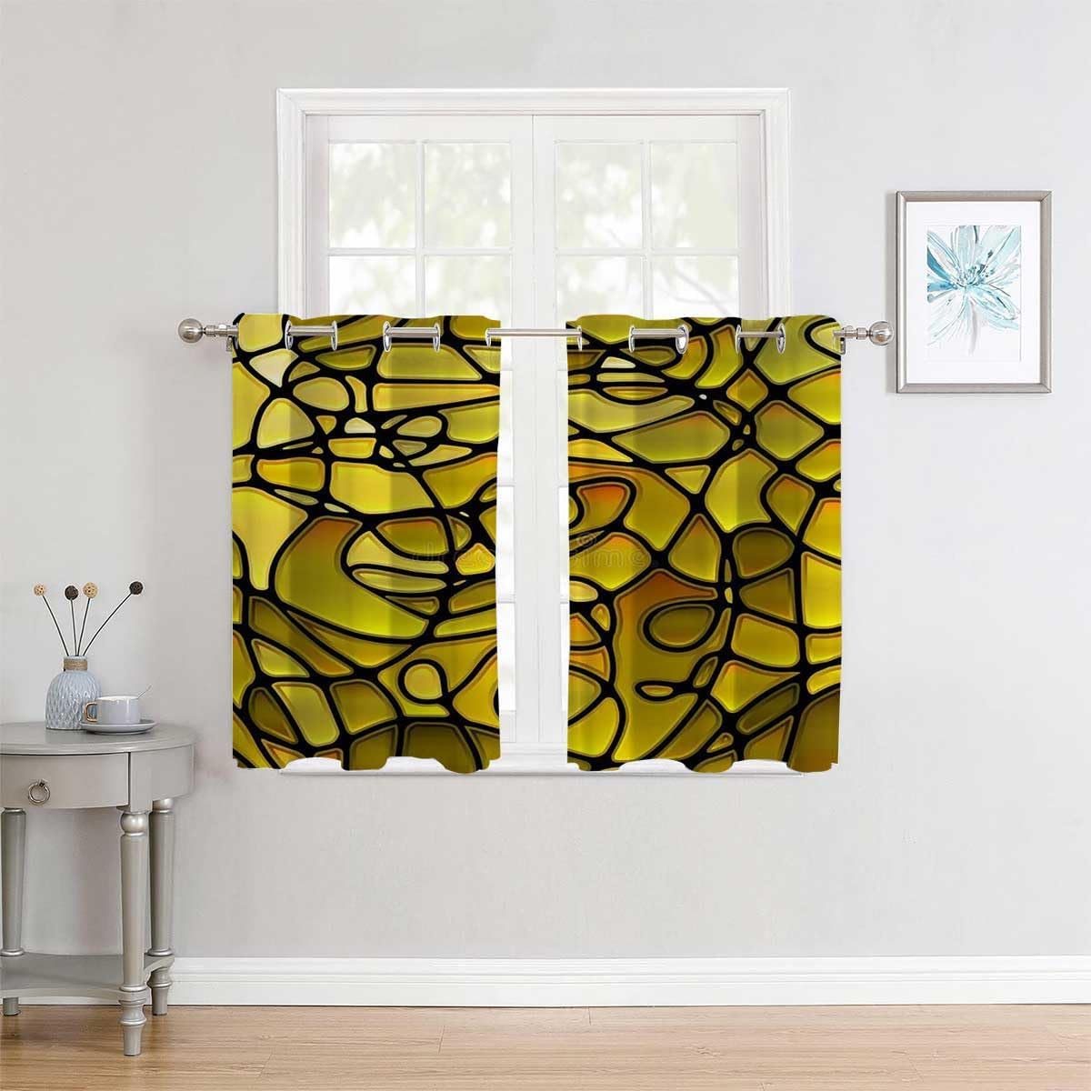 YANFENQI Cortinas para Habitacion Brown Mosaic Decor Art Soundproofing Blanket Garage Curtain 63Inch Width by 63Inch Length,2 Panels