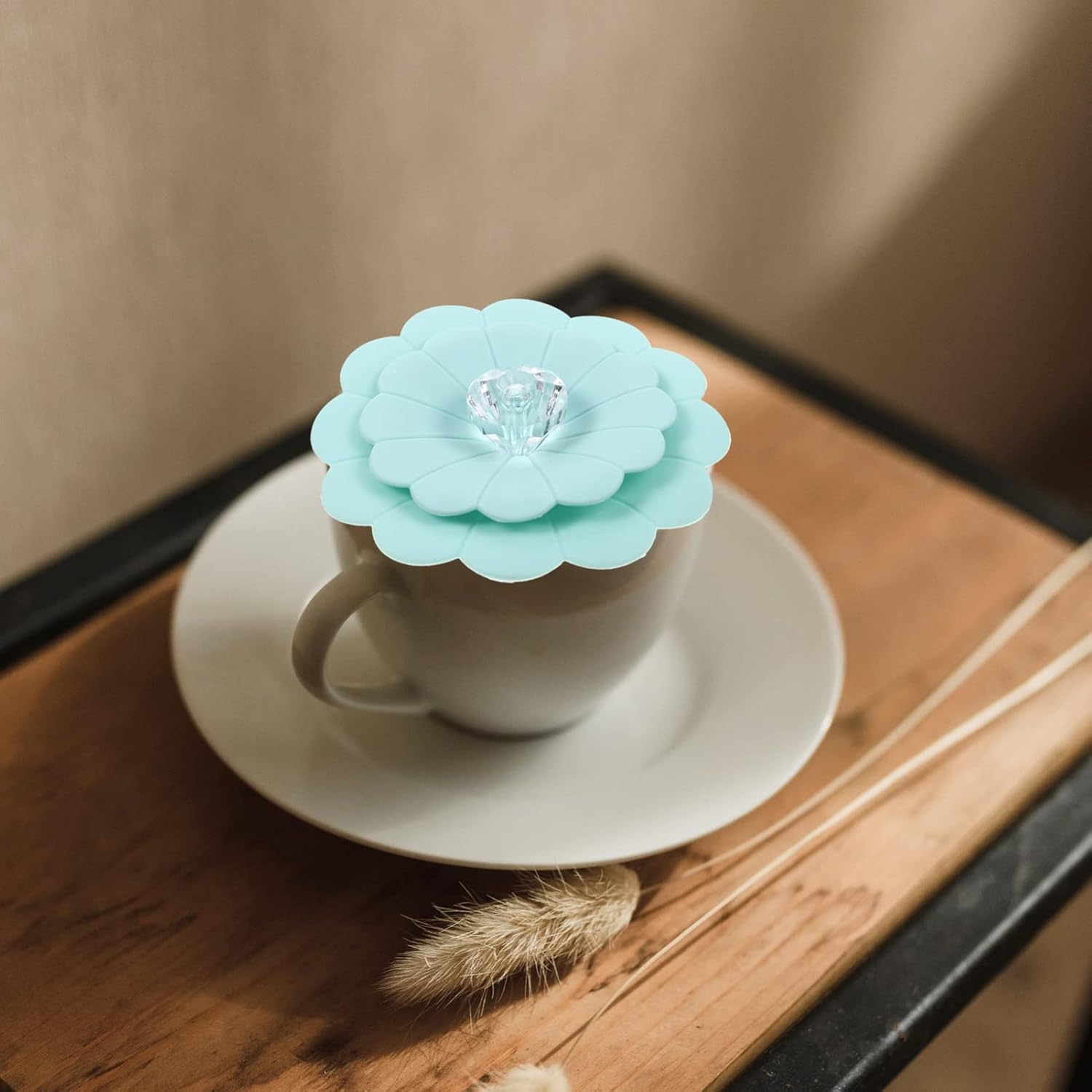 DOITOOL 4 tapas de silicona para tazas con forma de flor, cubierta creativa de taza de diamante, antipolvo, sellado hermético, tapas de taza de