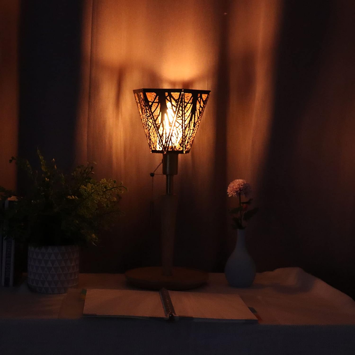 Pantalla de lámpara E27 E26, pantalla de escritorio de metal con patrón de hierro para lámpara de mesa y luz de pie