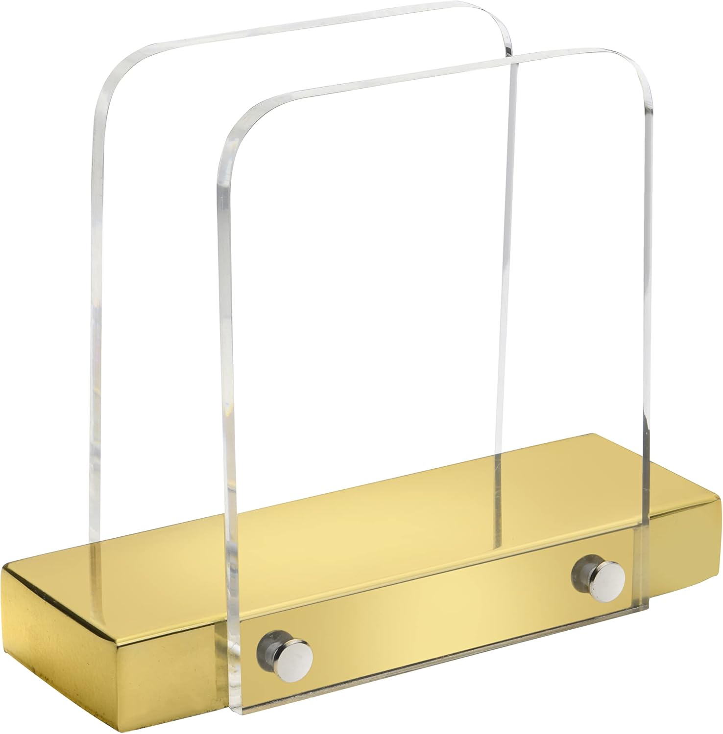 Servilletero moderno para cocina, servilletero de pie para mesas, acrílico transparente y base de acero dorado, decoración de cocina y comedor