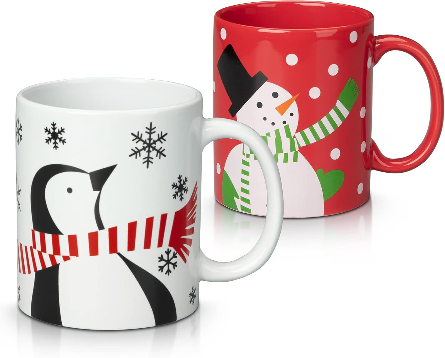 HEPHETER 2 tazas de cerámica de Navidad, tazas de 12 onzas con asa, aptas para microondas para café, té, cacao, leche, cereales, los mejores regalos