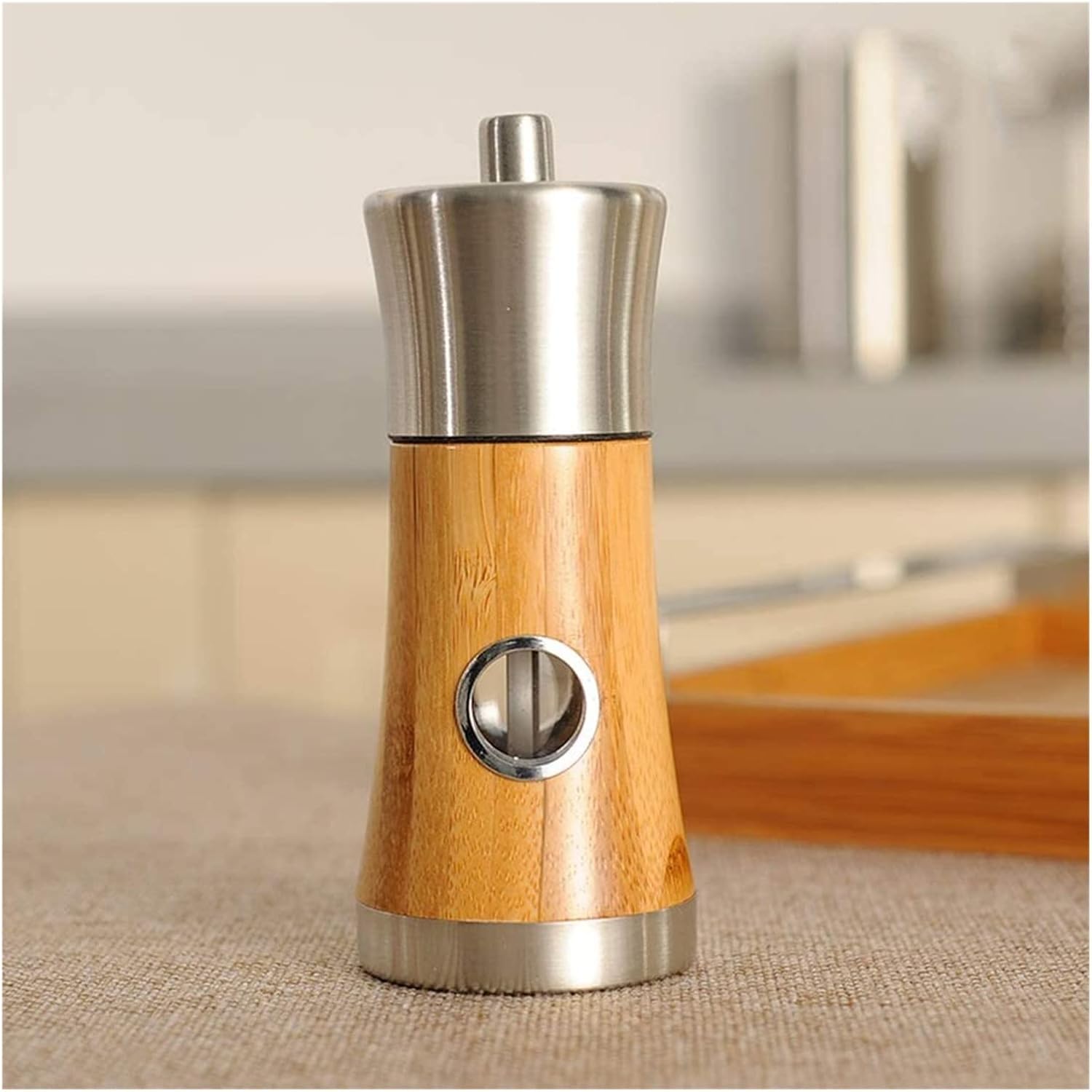 OUSIKA Molinillo de pimienta, molinillo de sal, molinillo de madera de sal y pimienta, molinillo manual, grosor ajustable para barbacoa, botella de