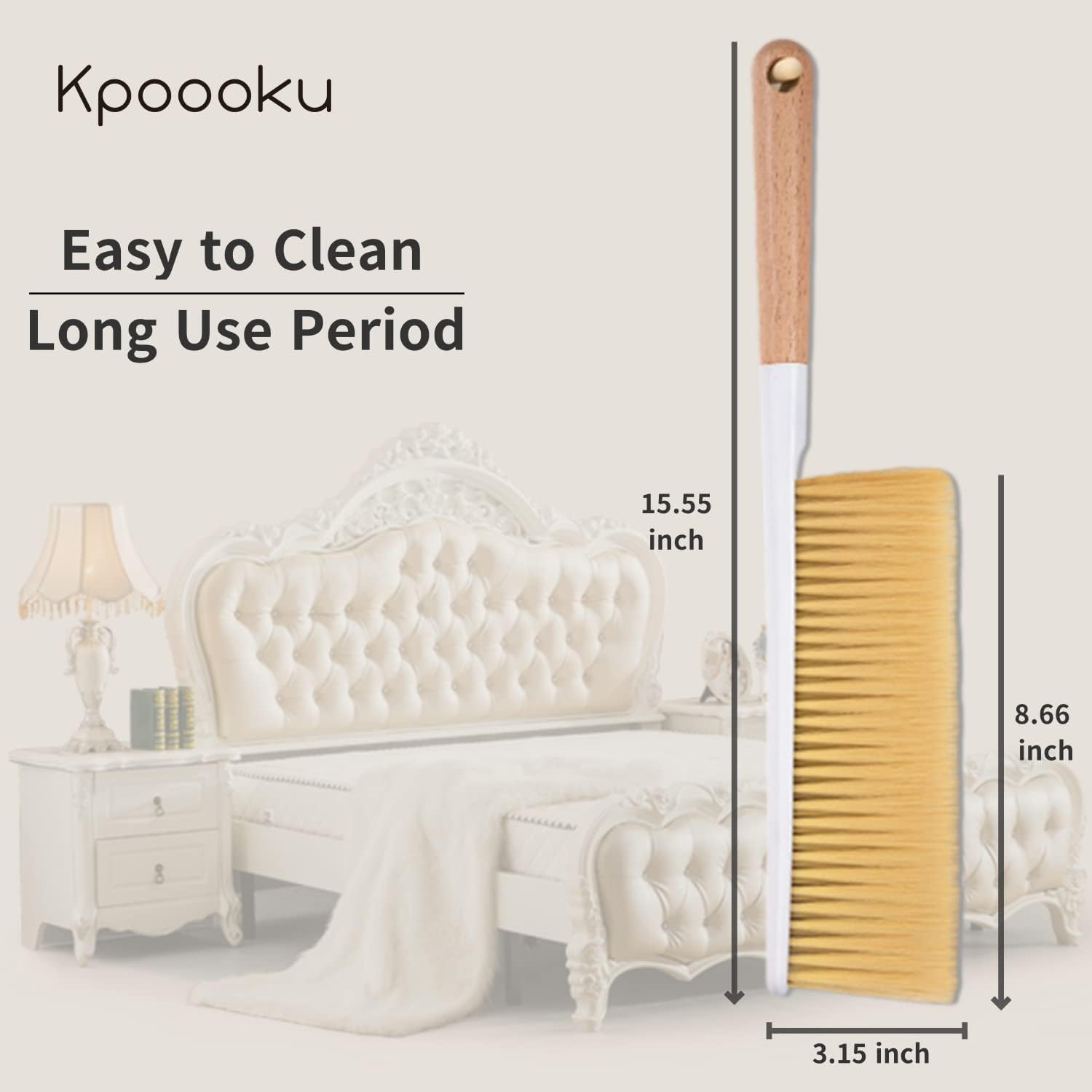 Cepillos de limpieza de escobas de mano, cepillo suave para plumero de muebles con mango de madera largo, herramienta de polvo para el hogar (1