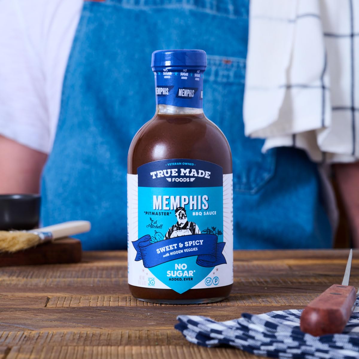 True Made Foods Memphis Style Salsa para barbacoa, dulce y picante, sin azúcar añadido, Keto, Whole30, Paleo (18 onzas, 1 paquete)