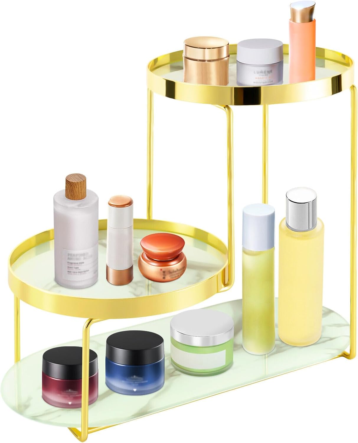 Organizador de baño para encimera, 3 niveles, estante de exhibición de cosméticos independiente, lápiz labial, estante de exhibición, organizador de