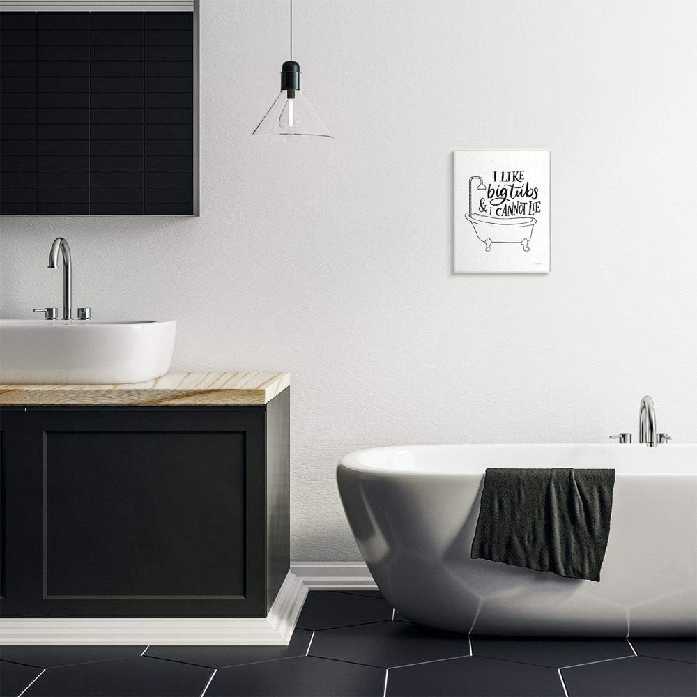 Stupell Industries Parodia de palabras blancas y negras con texto en inglés “I Like Big Tubs Bath”, diseñada por Becky Thorns Art, 10 x 15 pulgadas,