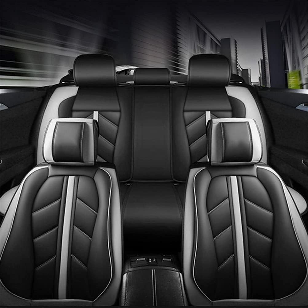 Fundas de asiento delantero y trasero para Mazda2 2011-2014 Funda de asiento de coche de lujo de piel sintética deportiva, transpirable, cómoda,