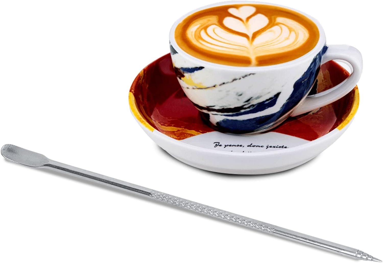 Diyeeni Aguja de café de 5.3 in  5,3 pulgadas, cabeza de bolígrafo en espiral de acero inoxidable, aguja de arte de café para café con leche,