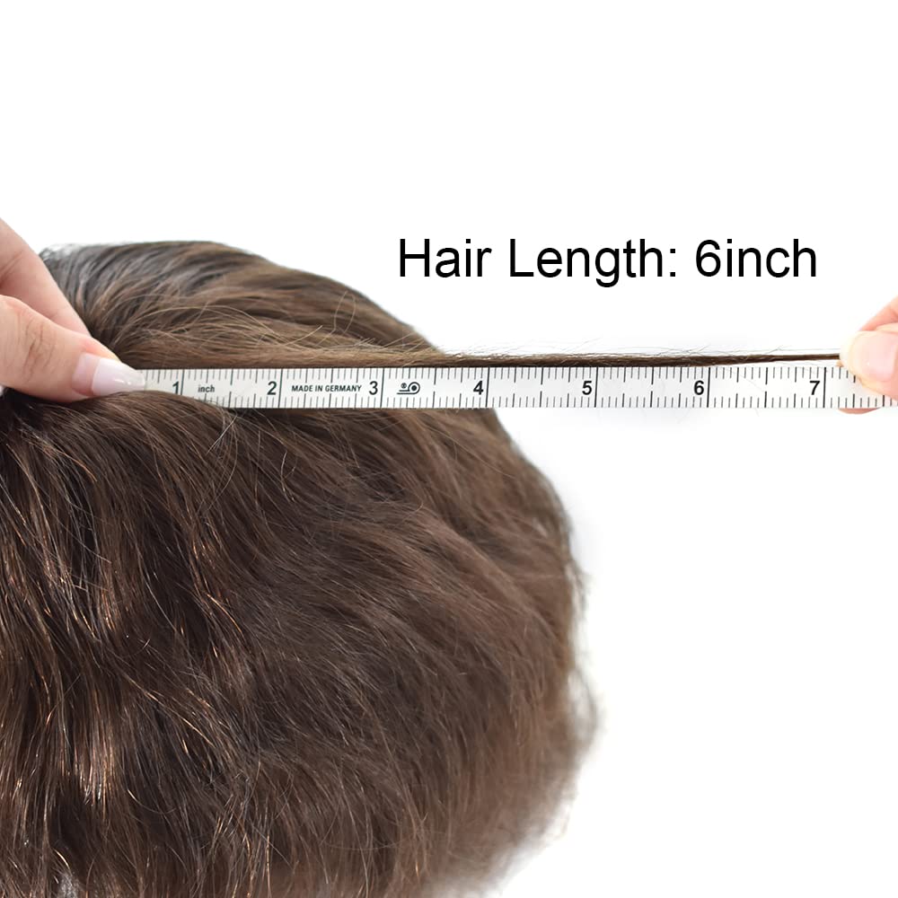 Cabello humano tipo toupee para hombre, sistemas de reemplazo de cabello con revestimiento de polietileno invisible, 8 x 10 pulgadas, extensiones de