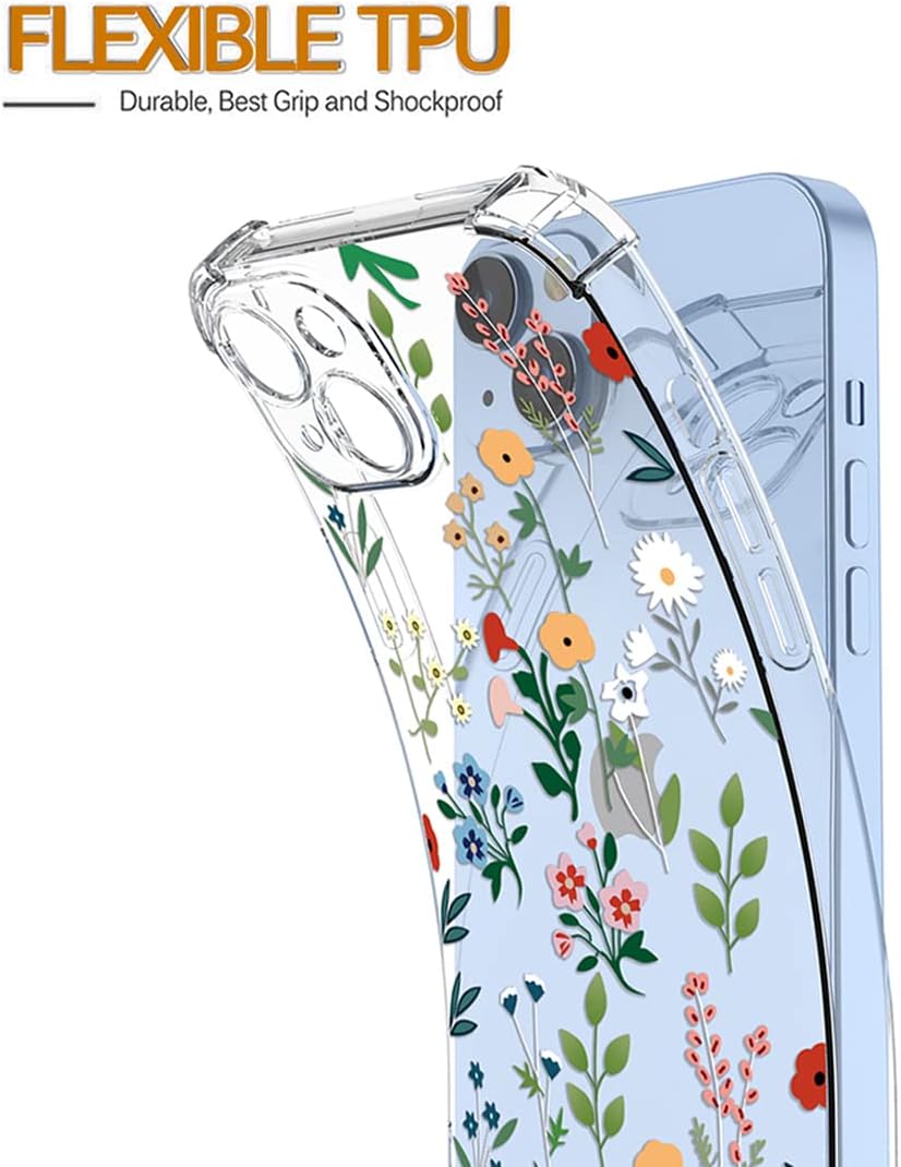 Funda para Galaxy A20Galaxy A30 SM-A205U SM-A305F Funda transparente con diseño de TPU suave absorción de impactos, patrón de jardín de flores,