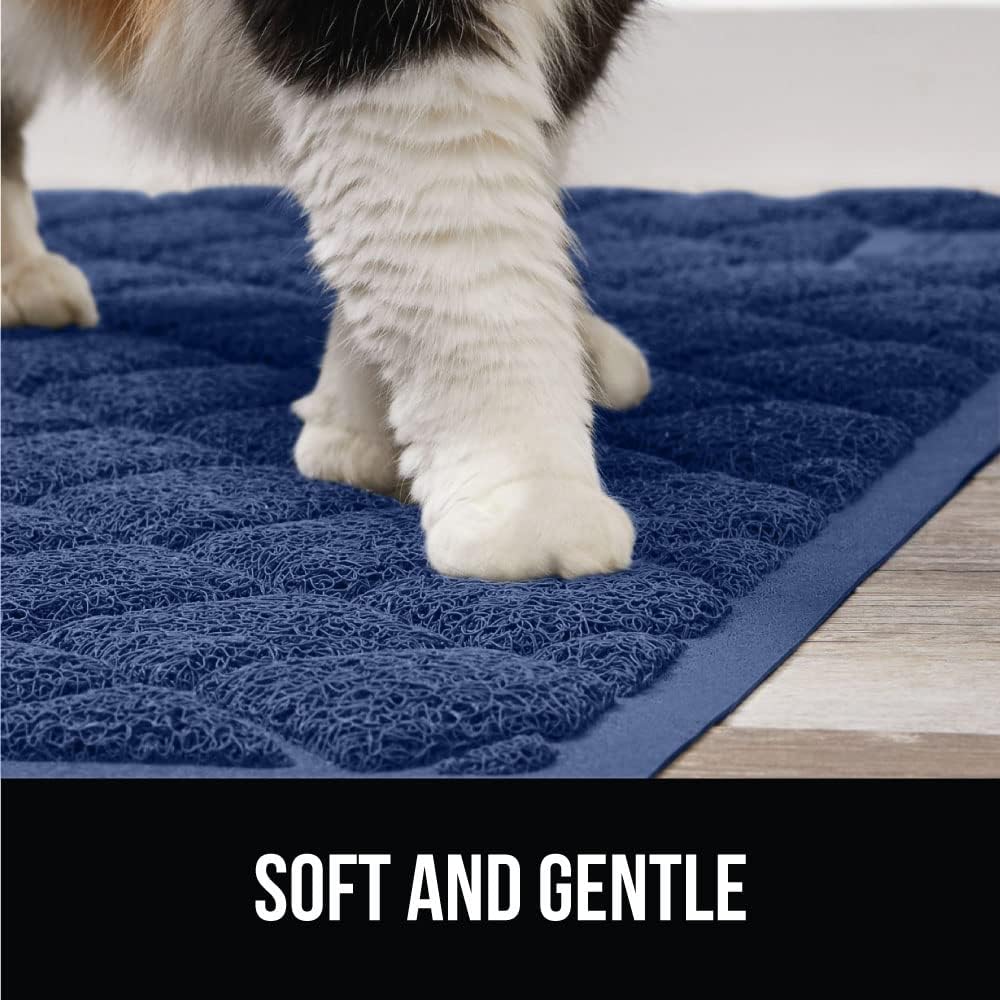 Gorilla Grip – Tapete grueso para arena de gato, 47 x 35, menos residuos, atrapa suciedad, se mantiene en su sitio, suave para las patas, limpieza