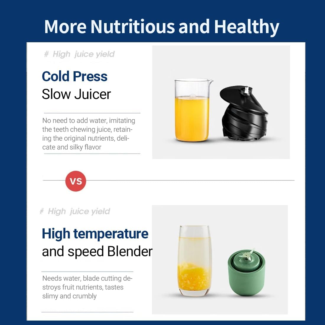 Joydeem Máquinas compactas que mastican el exprimidor, 13.5 fl oz (14oz) prensa en frío filtro lento libre Juicer, JD-YZ9901