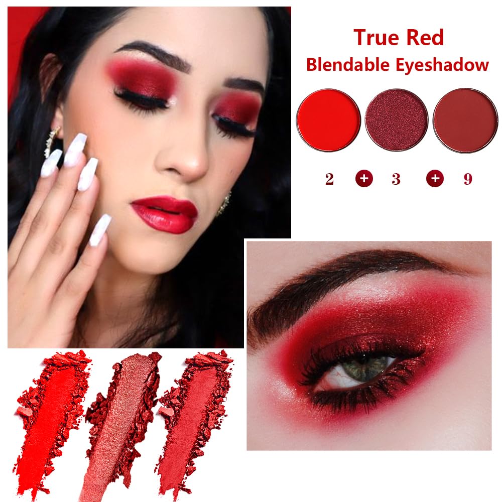 Afflano Paleta de sombras de ojos negra y roja, maquillaje de payaso gótico de Halloween, paleta de sombra de ojos blanca plateada con purpurina