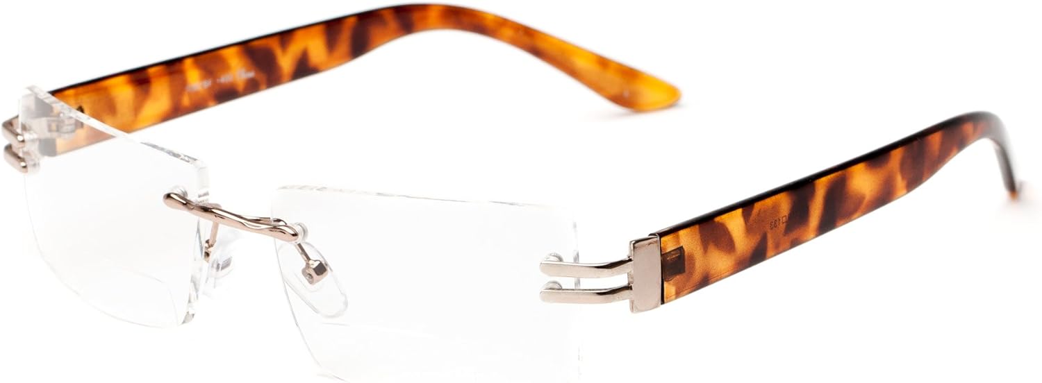 Readers Readers.com – Gafas de lectura, estilo rectangular de metal para hombre y mujer – Oro y tortuga, 2.50