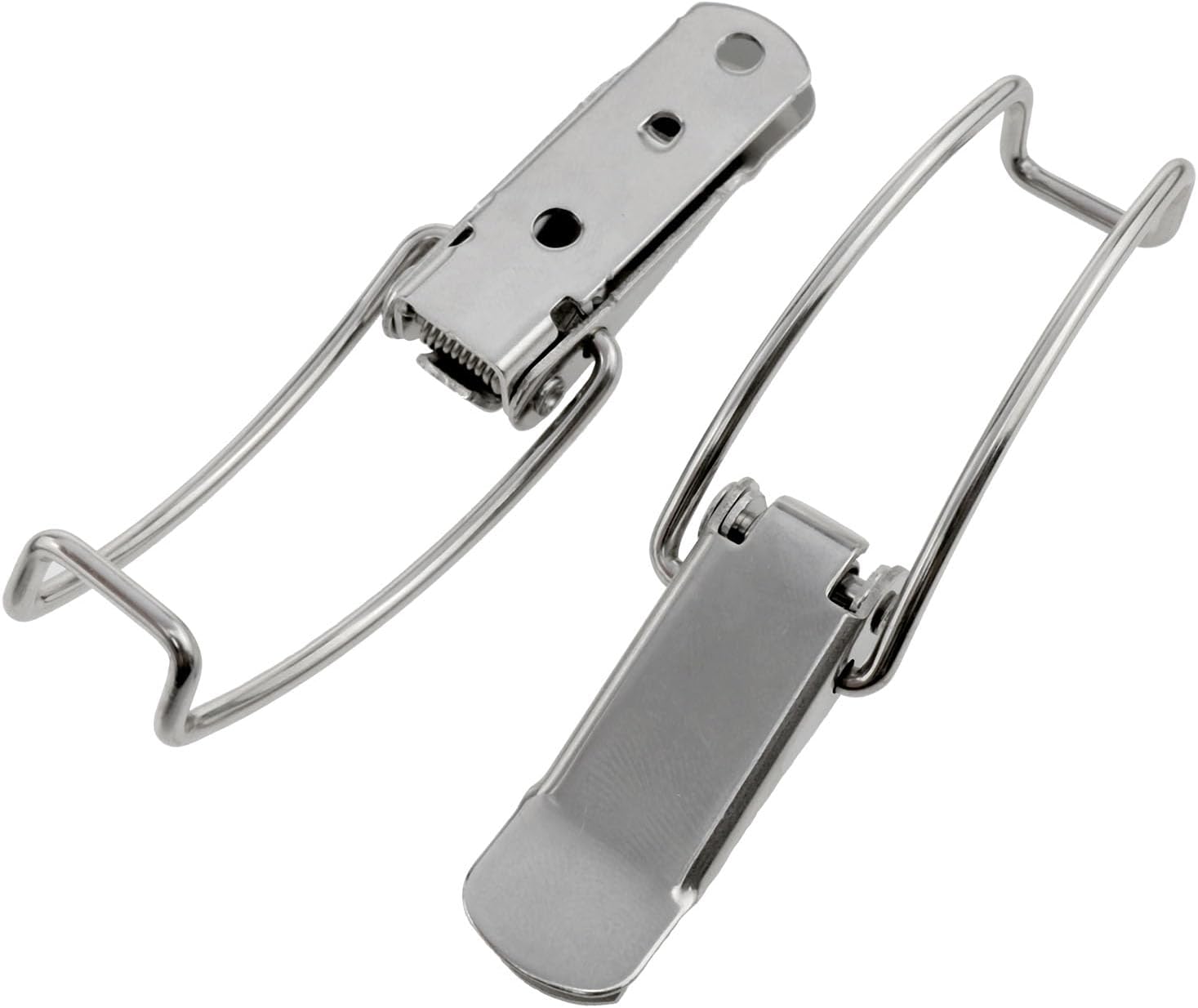 Dookoe 85mm3.35inch Cierre de palanca con resorte 201 Acero inoxidable Gabinete Stpring Cargado Cerradura Cerradura Hasp-2PCS