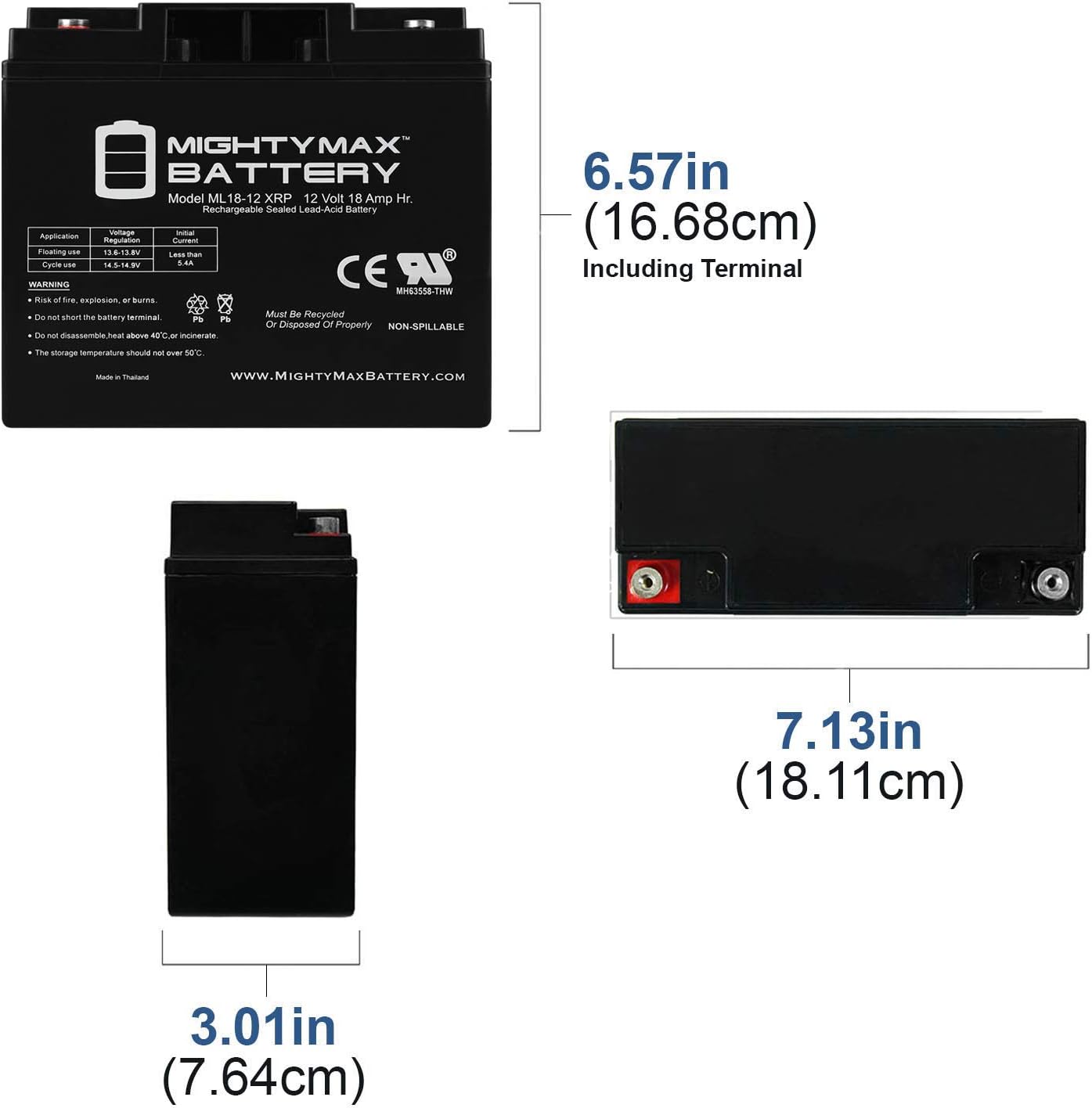 Mighty Max Battery Batería de repuesto SLA de 12V 18AH para poder duro 1150