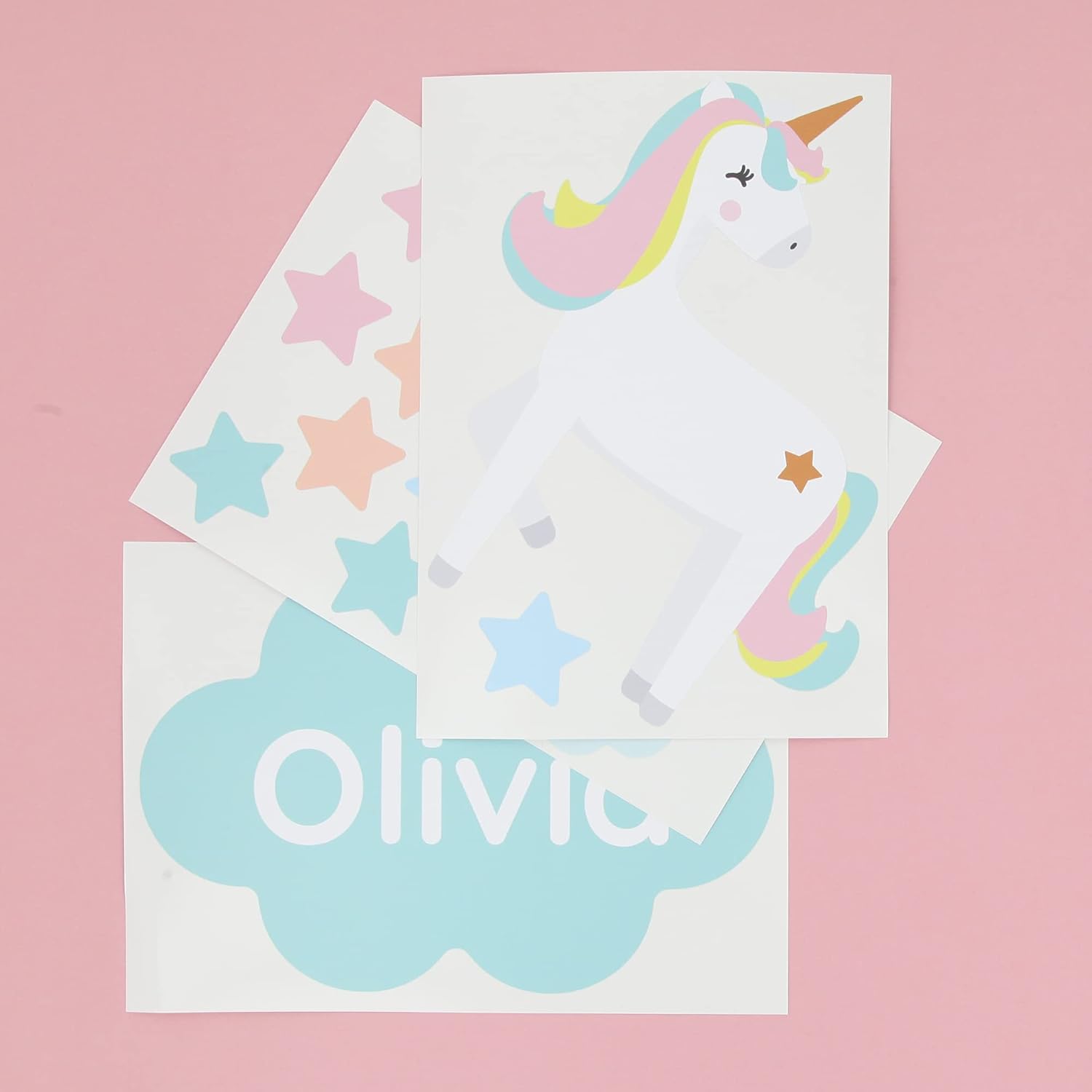 Teddylabels – Calcomanías de puerta reutilizables de unicornio mágico para habitaciones de niños con personalización de nombre – Calcomanías de