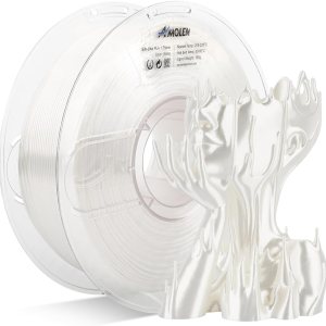 AMOLEN Filamento PLA de seda para impresora 3D de 0.069 pulgadas, filamento blanco brillante para impresión 3D, carrete de 2.2 libras, compatible AMOLEN Filamento PLA de seda para impresora 3D de 0.069 pulgadas, filamento blanco brillante para impresión 3D, carrete de 2.2 libras, compatible