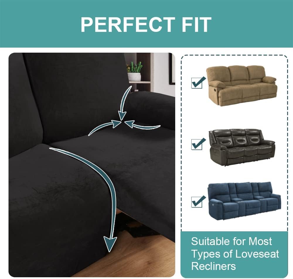 Fundas de terciopelo para sofá reclinable de 8 piezas de 3 plazas para sofá reclinable de 3 plazas, fundas elásticas para sofá reclinable, fundas