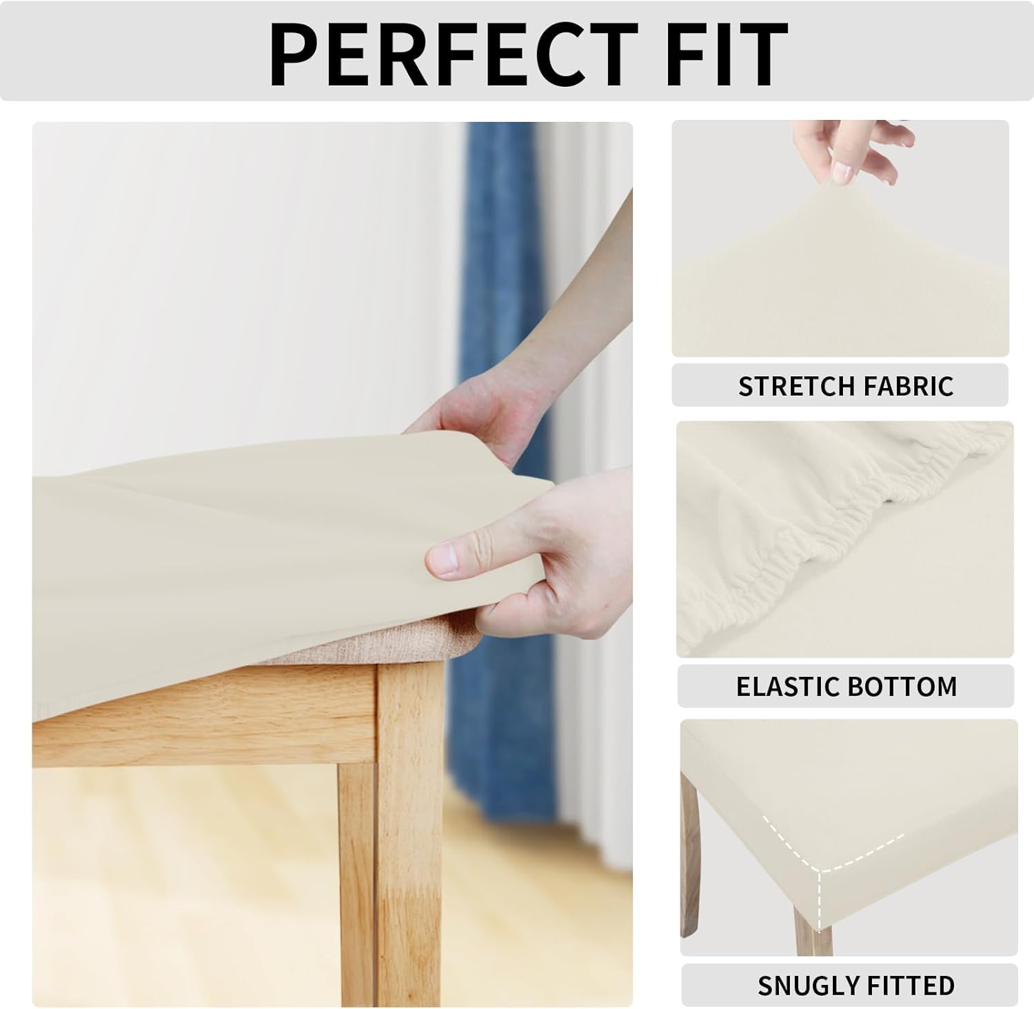 Easy-Going Juego de 2 fundas de asiento 100% impermeables para sillas de comedor, fundas de asiento elásticas protectoras extraíbles y lavables,