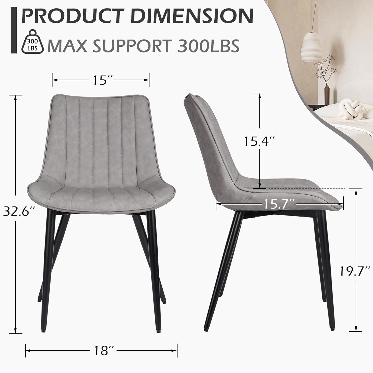 AVAWING Juego de 4 sillas de comedor, modernas de mediados de siglo, sillas de comedor de ocio sin brazos, silla tapizada de piel sintética con