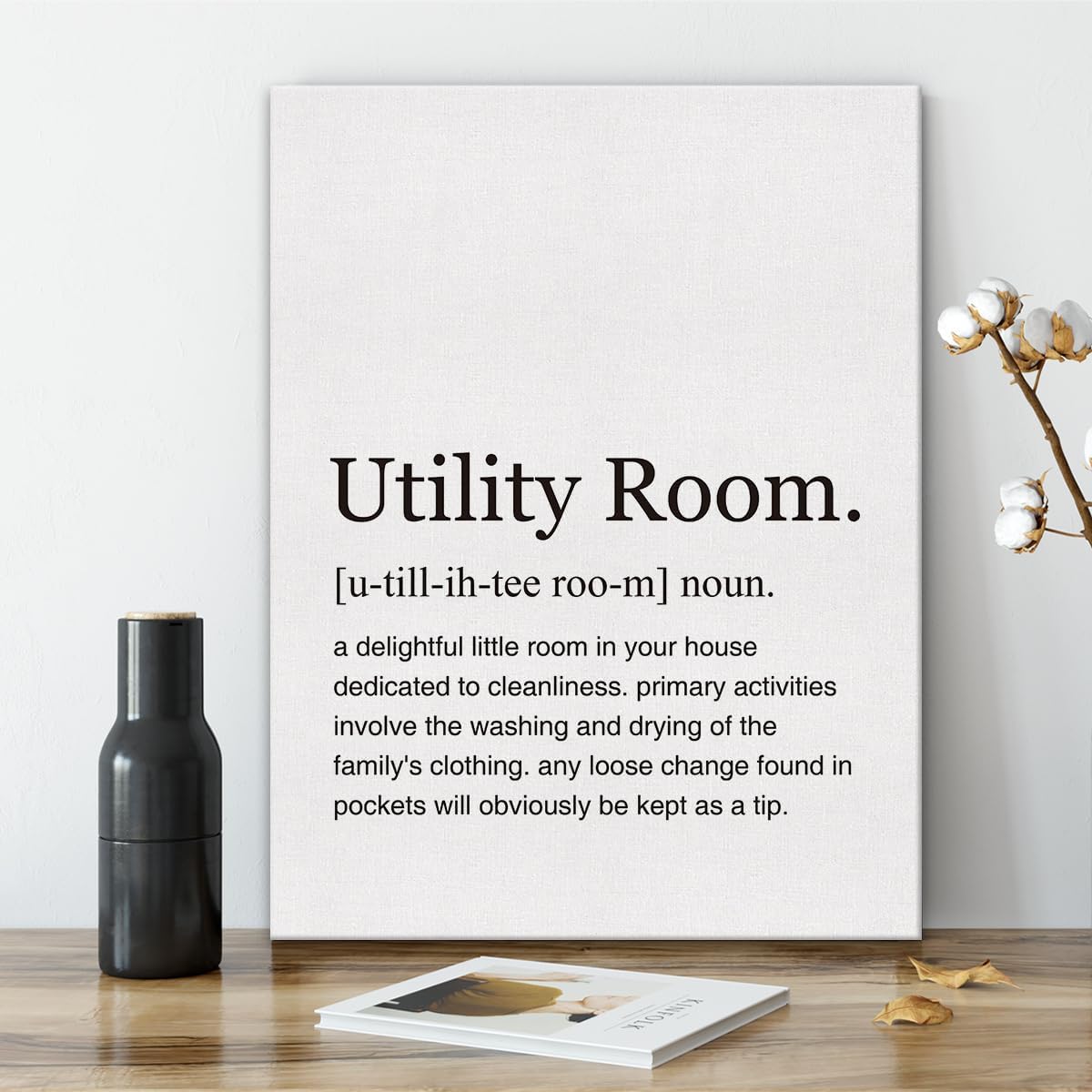 Lienzo con definición de cuarto de servicio, arte de pared, frases impresas, frases y refranes, decoración del hogar, obras de arte listas para