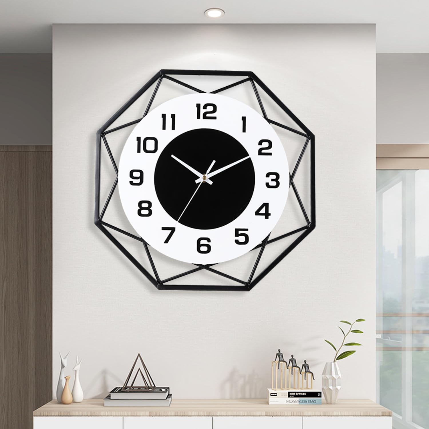 Reloj de pared decorativo de 14.2 pulgadas, reloj de pared silencioso de cuarzo de calidad sin tictac, funciona con pilas, reloj de pared grande
