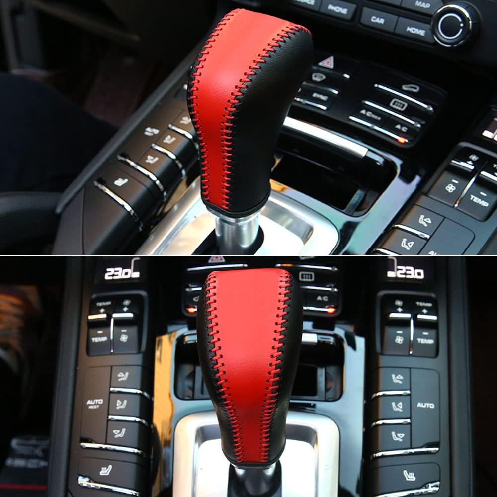 XITER Funda de cuero para palanca de cambios automática, protector de palanca de cambios para Porsche Cayenne 2011 2012 2013 2014 2015 2016 2017