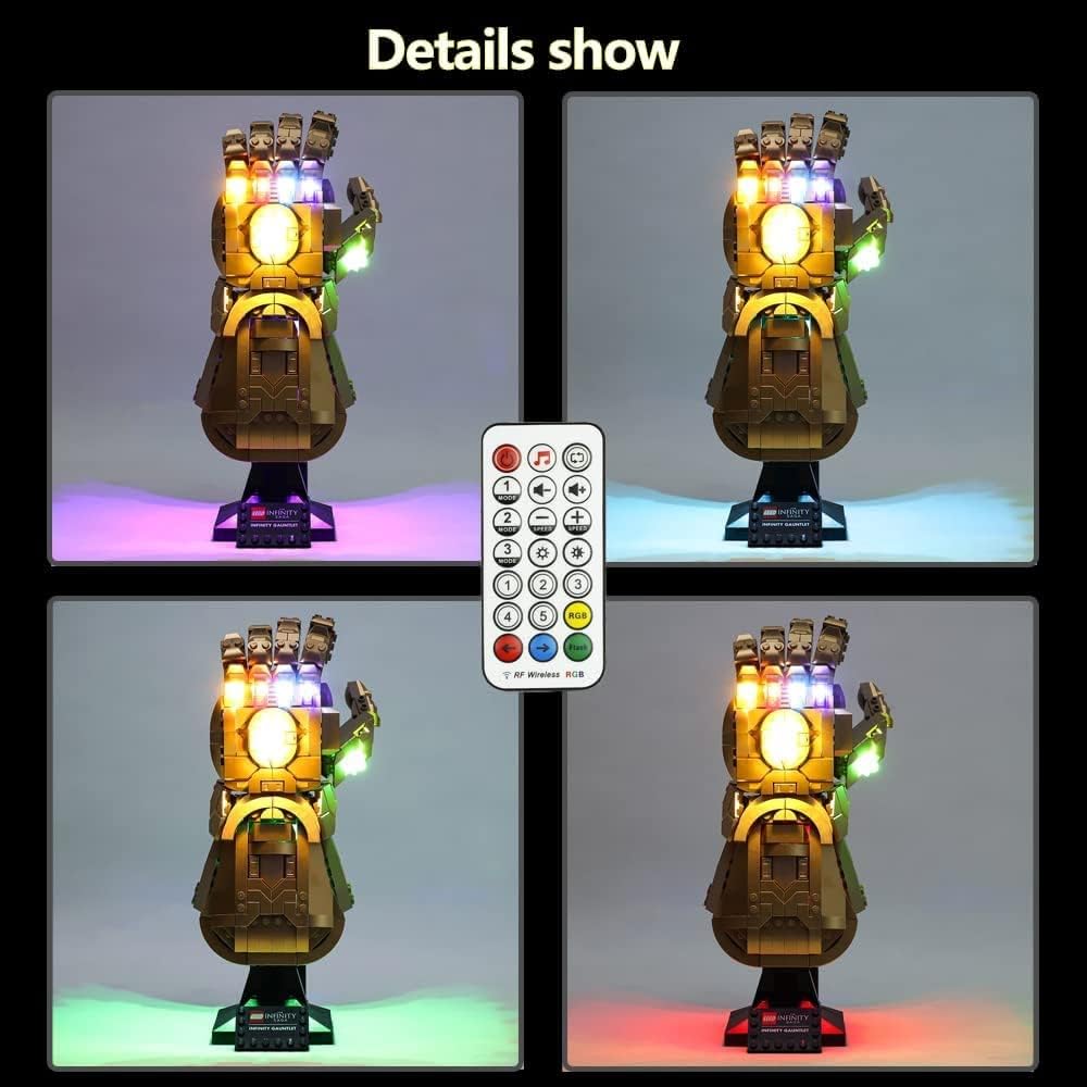 Kyglaring Kit de iluminación LED (sin modelo) diseñado para Lego Infinity Gauntlet 76191 Thanos Juego de construcción de modelo de guantelete de