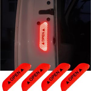 4 calcomanías reflectantes abiertas para puerta de automóvil, visibilidad nocturna, anticolisión, tira protectora de advertencia de seguridad, 4 calcomanías reflectantes abiertas para puerta de automóvil, visibilidad nocturna, anticolisión, tira protectora de advertencia de seguridad,