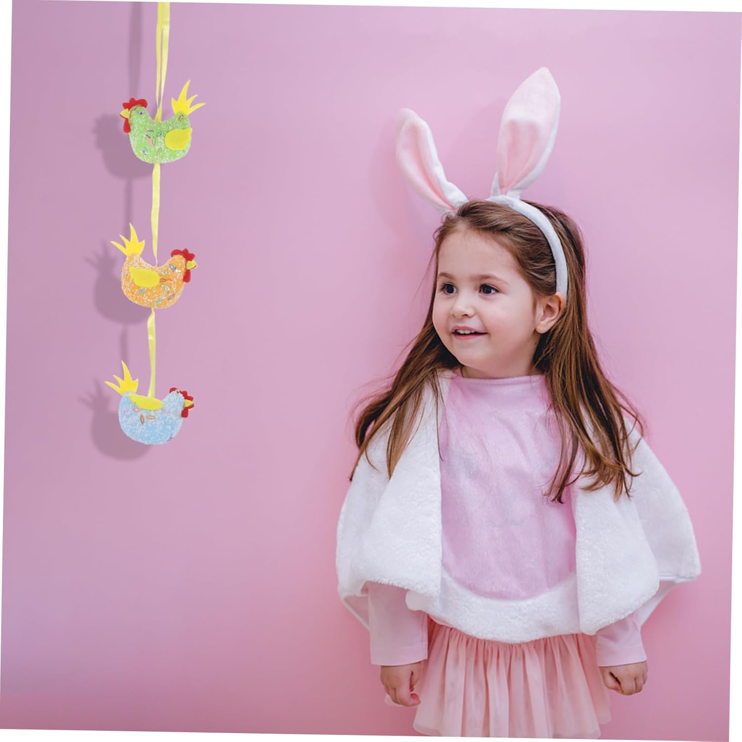 Garneck Cestas de conejo, decoración de conejo, decoración de conejo, decoración de Pascua, decoración de pollo, decoración colgante,