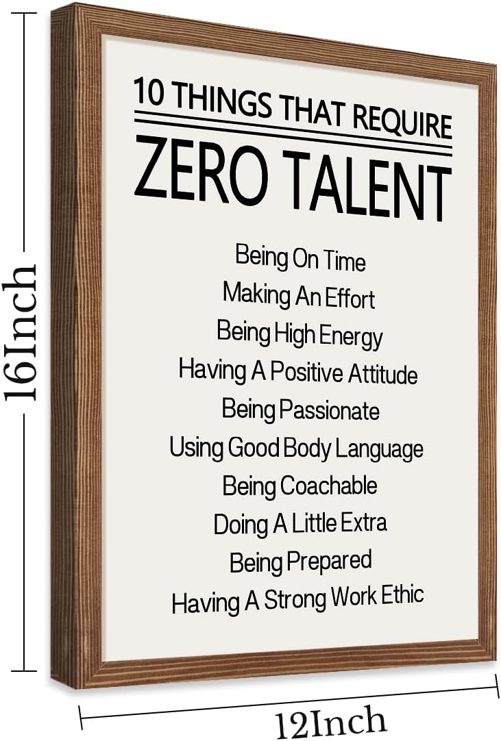 Arte inspirador de pared de oficina, 10 cosas que requieren cero talento, impresiones en lienzo, imágenes con citas de empresario, carteles