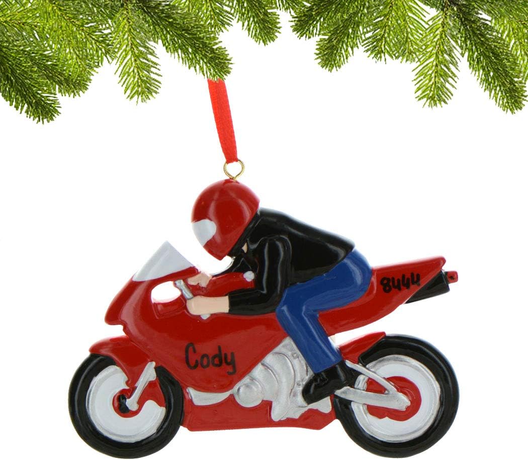 Adornos personalizados de motocicleta para árbol de Navidad, adorno de carreras de pista de tierra, adorno de corredor, adornos de Navidad de