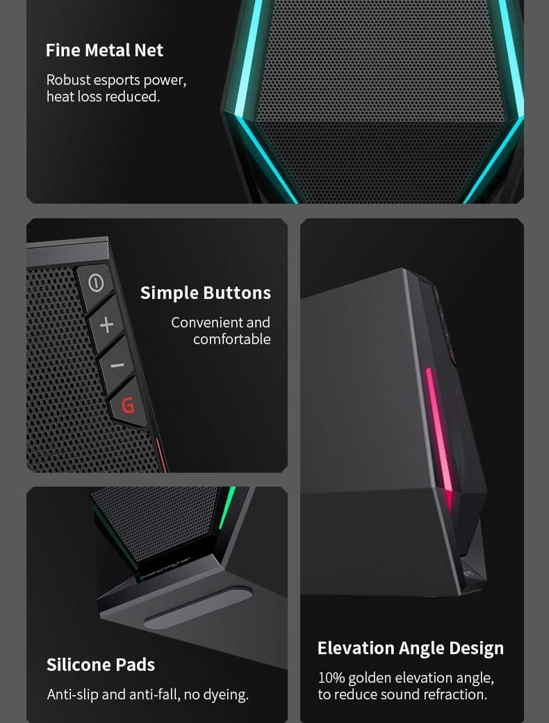 Edifier Altavoces de computadora G1500, altavoces Hecate para juegos con RGB, Bluetooth 5.3, entrada USB, entrada auxiliar de 0.138 in, color negro