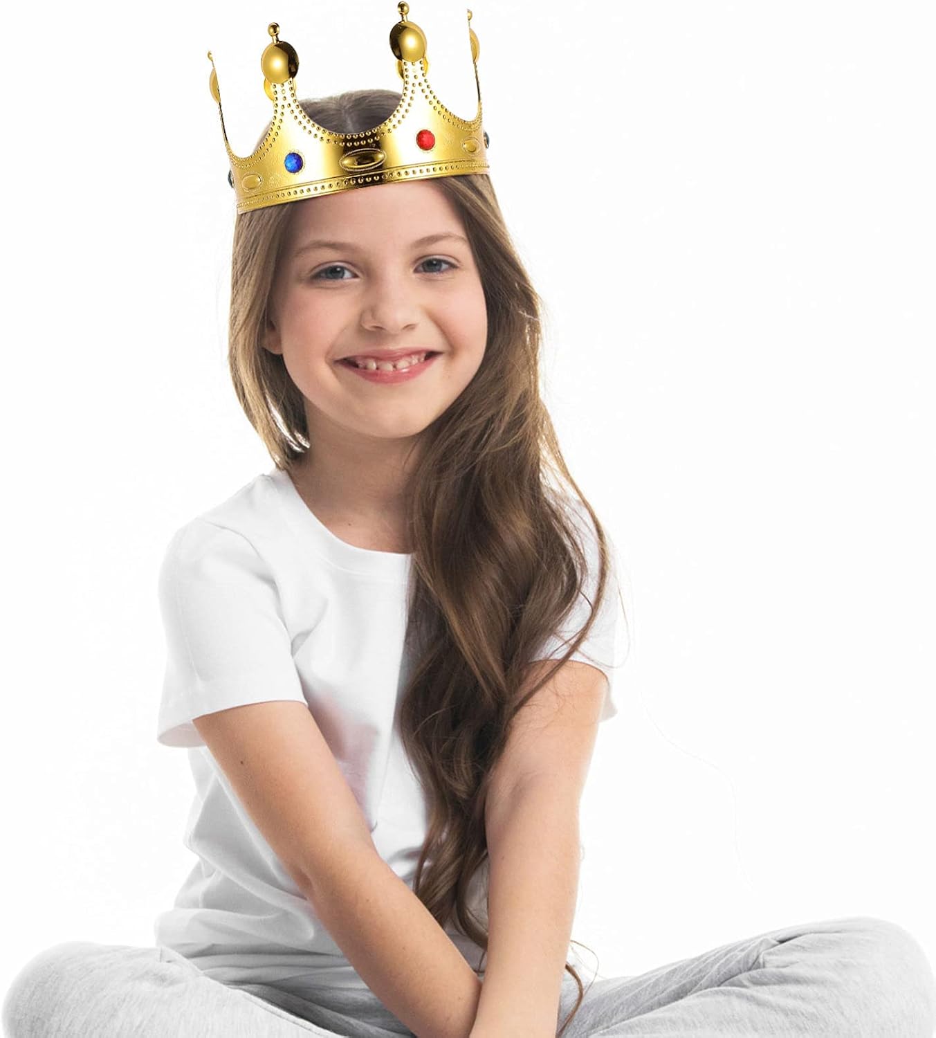 Ipetboom Juego de 4 coronas, corona de oro con diamantes de imitación, corona de rey y reina, corona de cumpleaños para fiesta, accesorios de