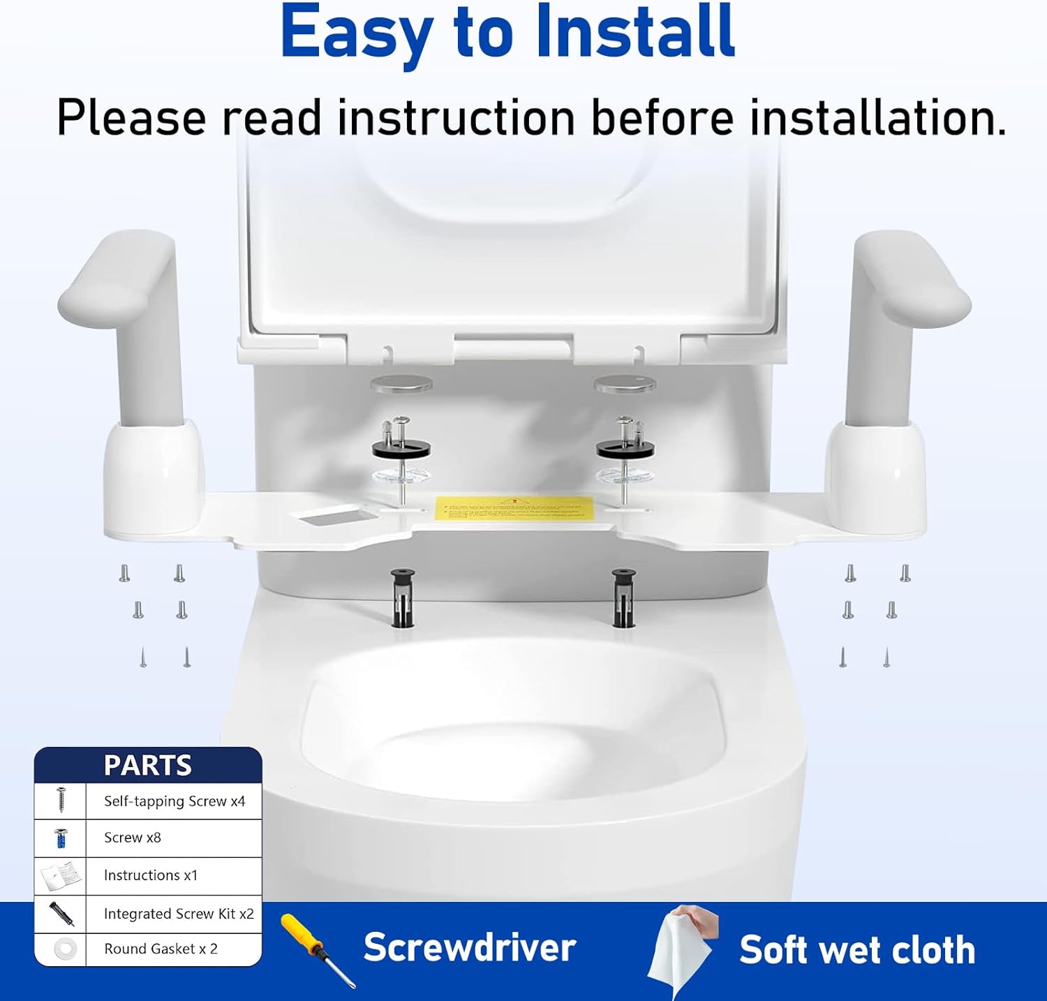 Rieles de seguridad para inodoro, marco de seguridad para inodoro con reposabrazos antideslizante abatible, se adapta a baño compacto, rieles de