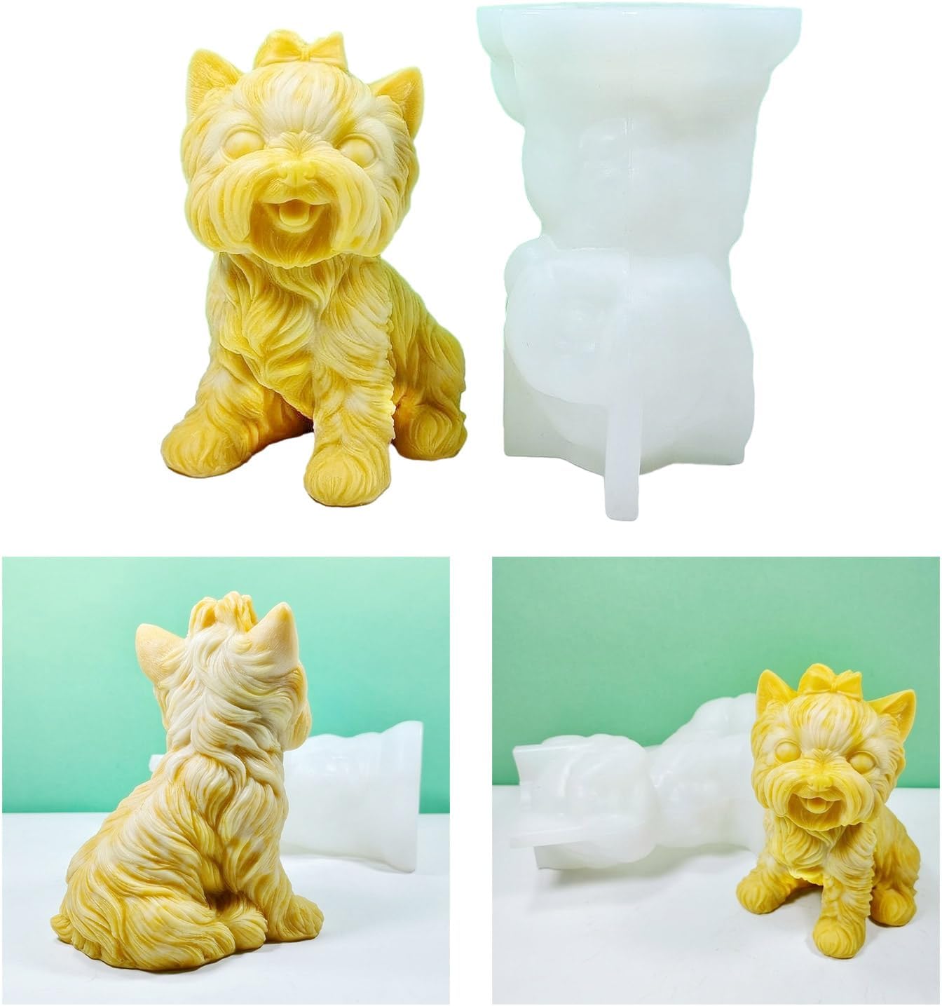 Molde epoxi hecho a mano para decoración de perro, molde de vela para decoración de bricolaje, fabricación de jabón, 3D, estéreo, para perros