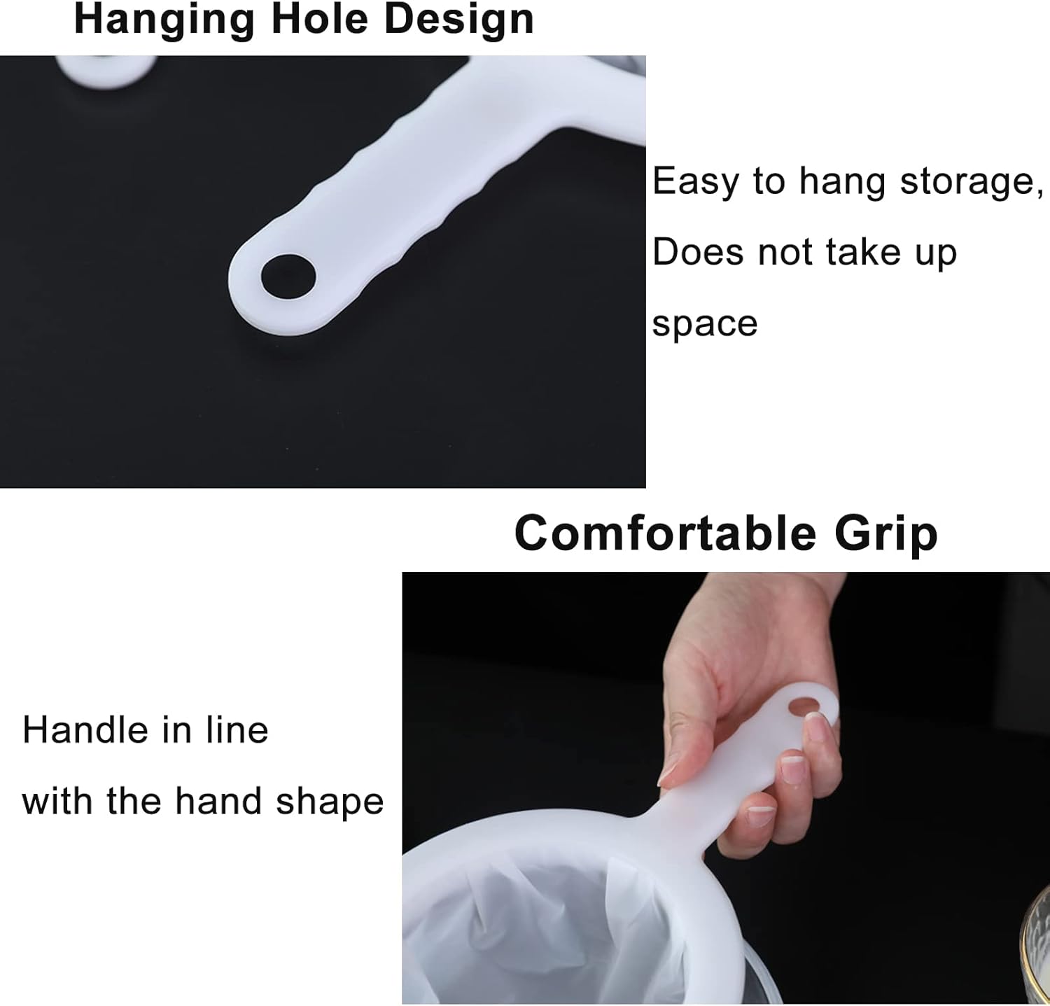 AODERTI Coladores de malla para cocina, colador de nailon ultrafino de 5.4 pulgadas, pequeño tamiz de plástico de malla fina con asa, herramientas