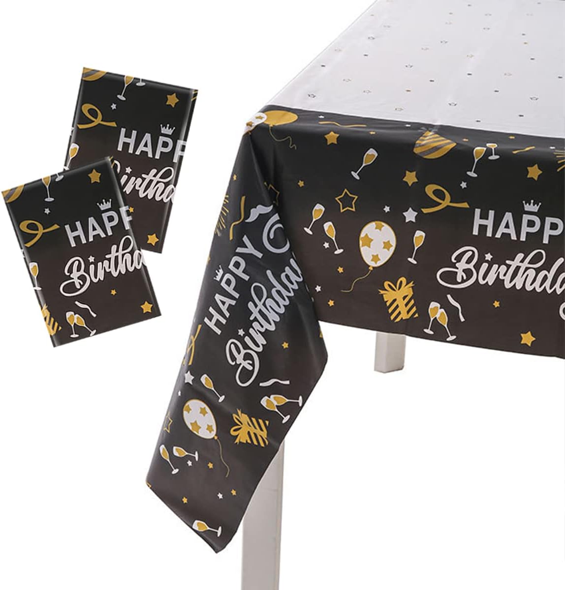 Happ – Mantel rectangular para fiestas de cumpleaños en interiores o exteriores, suministros para mujeres y hombres (54 x 108 pulgadas, 2 unidades)