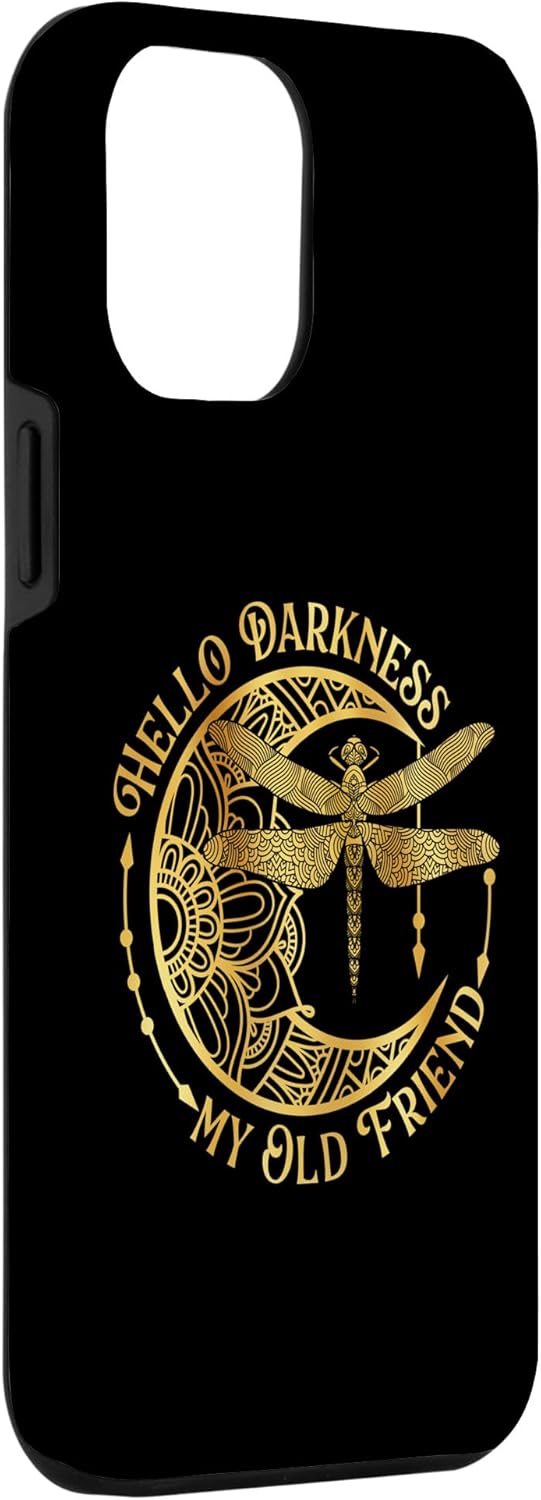 Funda para iPhone 13 Pro Max Hello Darkness My Old Friend – Dragonfly Lover Insects Moon Case