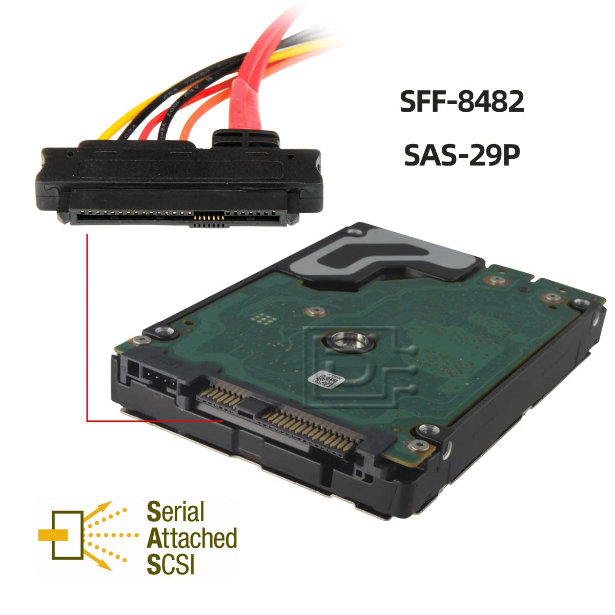 CY Cable SAS SFF-8482 SAS 29 Pin a 29Pin macho a hembra Extensión de disco duro Cable de Raid