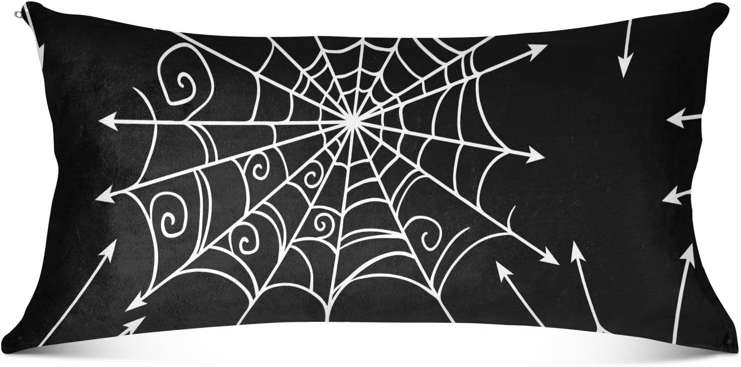Emelivor Spiderweb – Fundas de almohada de Halloween de terciopelo, fundas de cojín suaves, fundas de almohada cómodas, almohadas decorativas para
