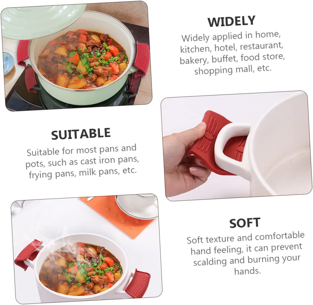 2 pares de fundas aislantes para ollas, funda de silicona para ollas calientes, soporte para mango de sartén caliente, guantes de horno con