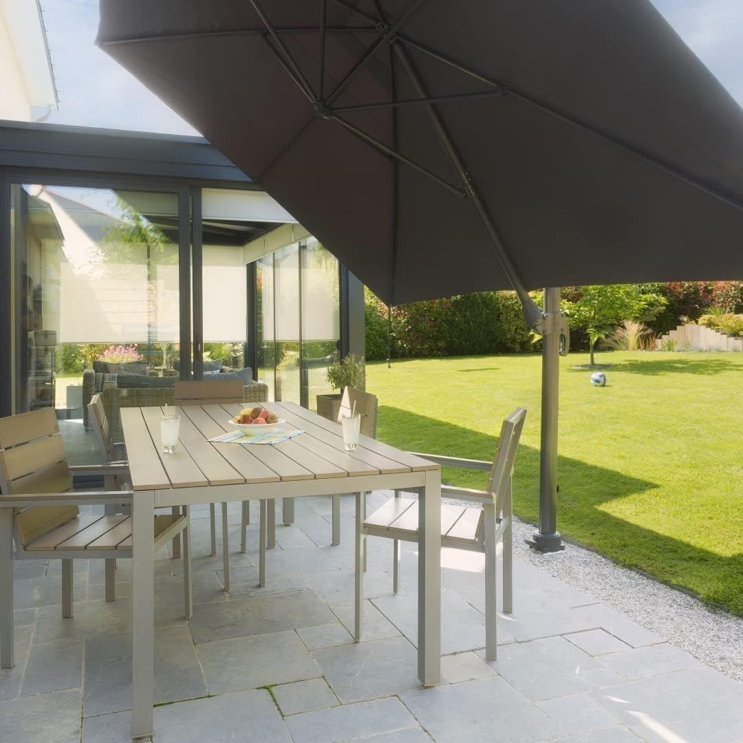 GARD & ROCK – SOPORTE PARA PARASOL DESPLAZADO, Extraíble y en Aluminio – Apto para cualquier tipo de suelo – Base de anclaje no incluida! – MONTAJE
