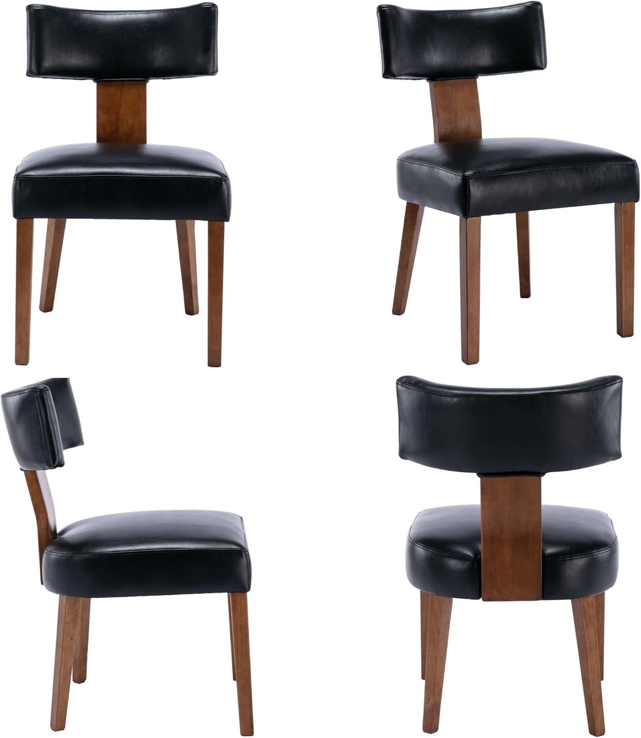 BESTANO Juego de 2 sillas de comedor modernas, cómodas sillas laterales tapizadas con patas de madera, sillas de comedor de piel sintética con