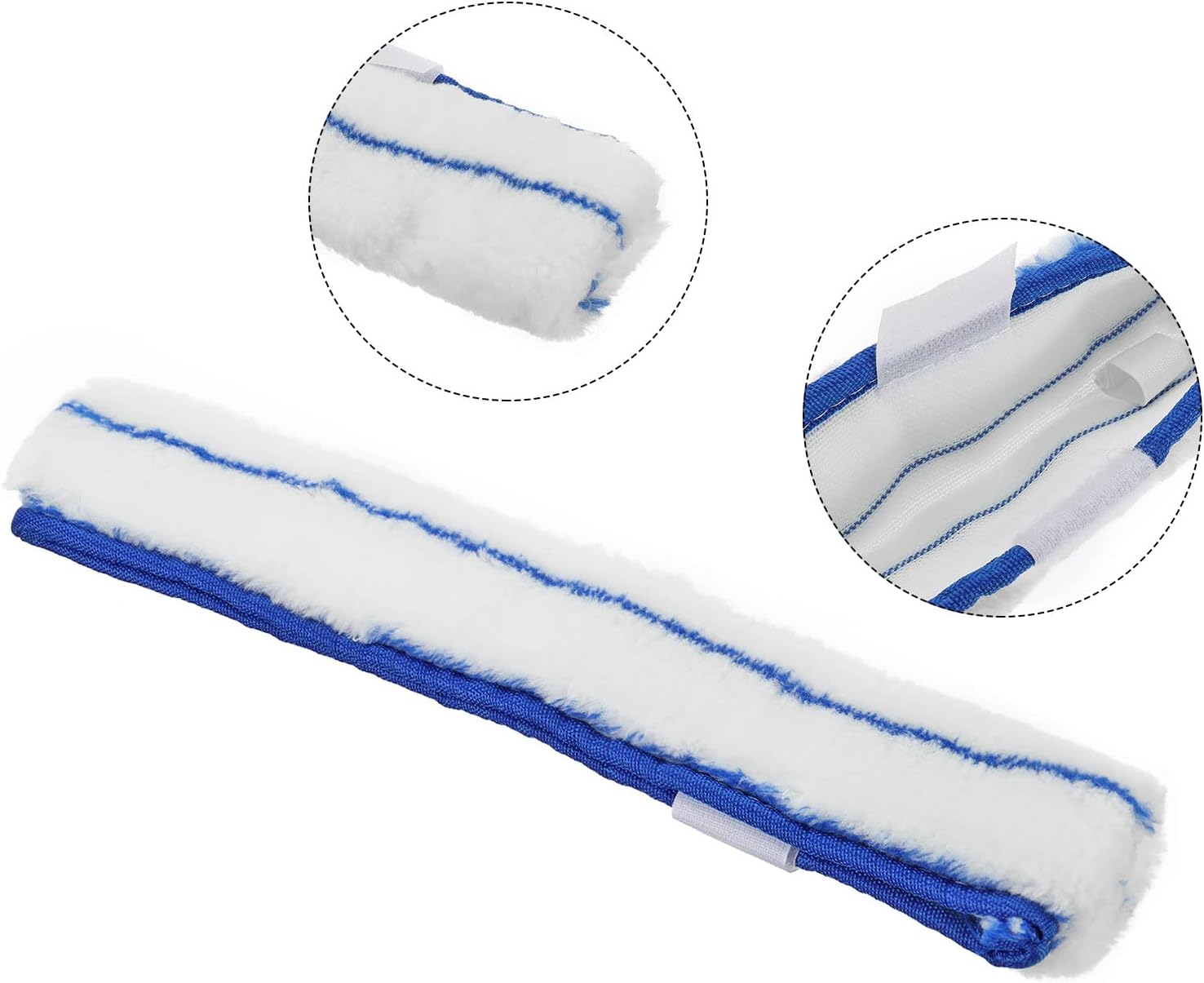 MECCANIXITY Cabezal de repuesto de microfibra para ventana, vidrio, pared de mármol, hogar, baño, 13.78 pulgadas, azul y blanco, paquete de 3
