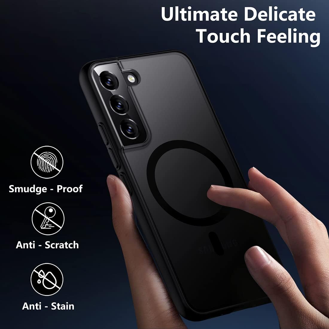 TIANNIUKE Funda magnética para Samsung Galaxy S22, translúcida mate antihuellas, compatible con MagSafe, ajuste delgado, a prueba de golpes, funda